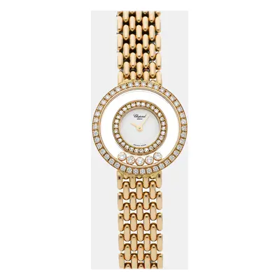 Chopard White 18k Yellow Gold Diamond Happy Diamonds Quartz Women's Wristwatch mm