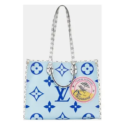 Louis Vuitton Blue White Pvc Monogram Giant Resort Hawaii On The Go Gm Tote Bag