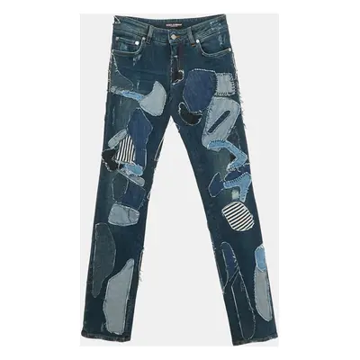 Dolce & Gabbana Blue Patch Work Denim Skinny Jeans Waist 28"