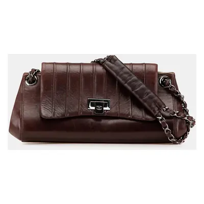 Chanel Brown Calfskin Mademoiselle Ligne Accordion Flap