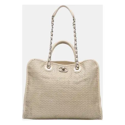 Chanel White Perforated Calfskin Up In The Air Satchel