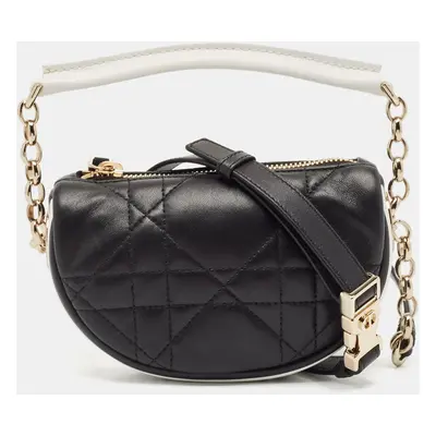 Dior Black/White Macro Cannage Leather Micro Vibe Hobo