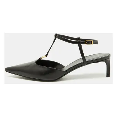 Celine Black Leather Pointed Toe T-Bar Strap Pumps Size