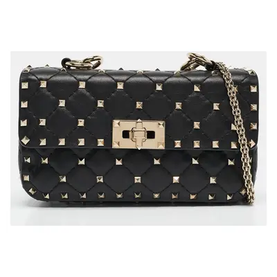 Valentino Black Quilted Leather Rockstud Spike Chain Bag