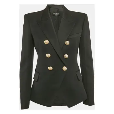 Balmain Black Gabardine Double Breasted Jacket