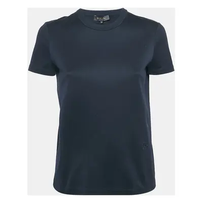 Loro Piana Navy Blue Cotton Crew Neck T-Shirt