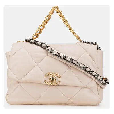 Chanel Beige Large Lambskin Flap