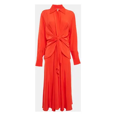 Victoria Beckham Red Silk Drape Style Midi Dress