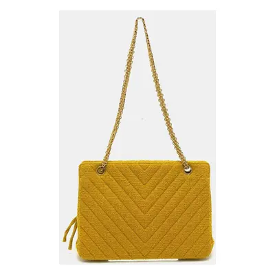 Chanel Mustard Double Chain Shoulder Bag With Kisslock pouch