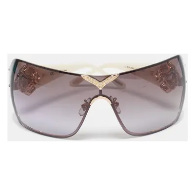 Chopard White/Brown Gradient SCH999S Crystals Shield Sunglasses