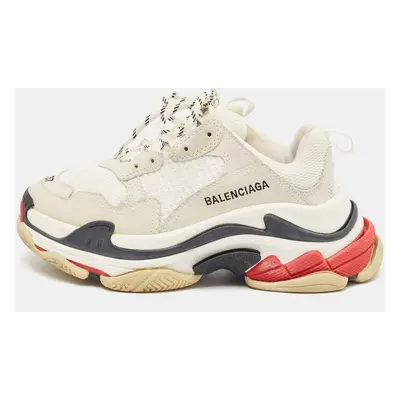 Balenciaga Grey/White Mesh And Nubuck Leather Triple Sneakers Size