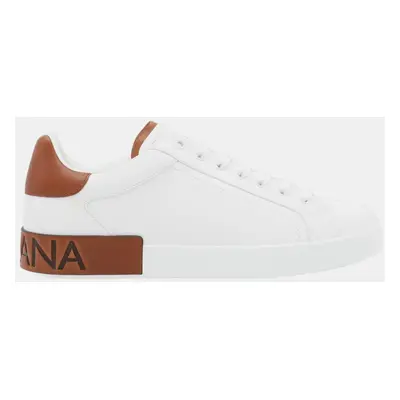 Dolce & Gabbana White Brown Leather Sneakers Men’s IT