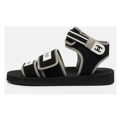 Chanel Black Jersey Coco Flat Sandals Size