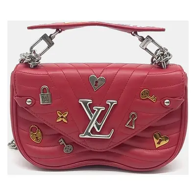 Louis Vuitton Red Leather New Wave Chain Shoulder Bag PM