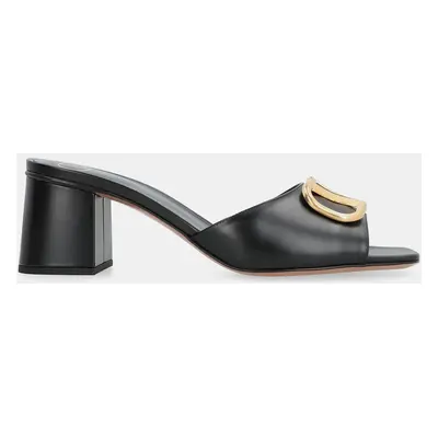 Valentino Garavani - Vlogo Leather Slides With Logo Black IT