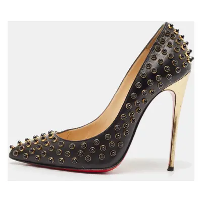 Christian Louboutin Black Leather Studded Follies Cabo Pumps Size