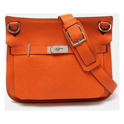 Hermes Orange/Jaune Taurillon Clemence Leather Palladium Finish Jypsiere Bag