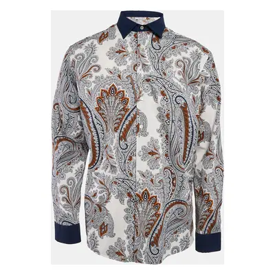 Etro White/Blue Paisley Print Cotton Shirt