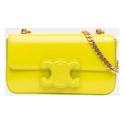 Celine Yellow Triomphe Calfskin Cuir Chain Shoulder Bag