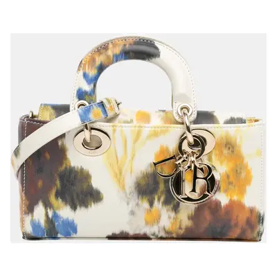 Dior White Small Leather Floral Print Lady D Joy