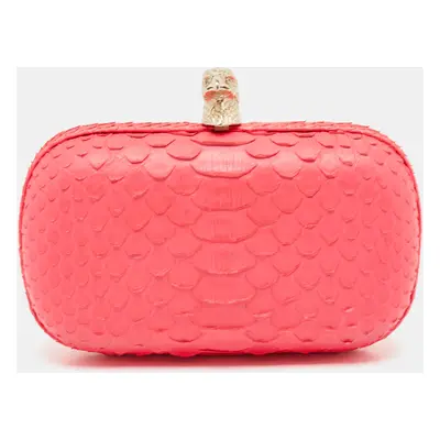 Emilio Pucci Neon Pink Python Eagle Box Clutch