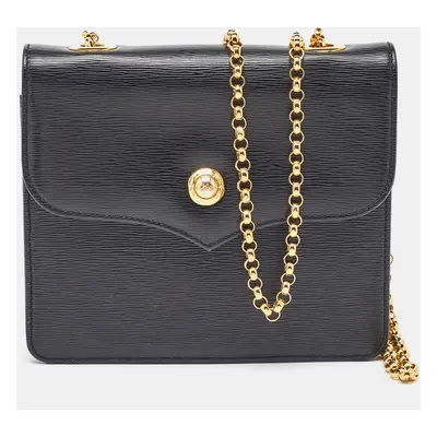 Chloe Black Leather Flap Chain Link Crossbody Bag