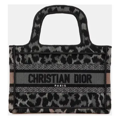 Dior Grey Mizza Mini Embroidered Canvas Leopard Book Tote