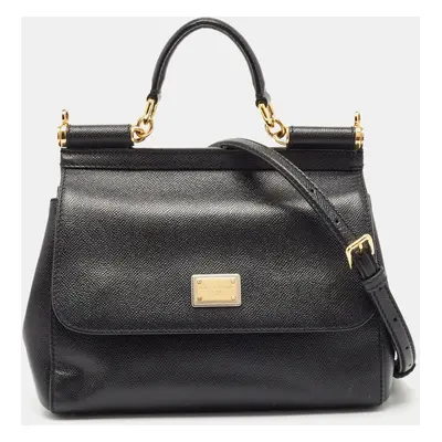 Dolce & Gabbana Black Leather Miss Sicily Top Handle Bag