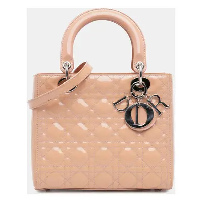 Dior Brown Medium Patent Cannage Lady Dior