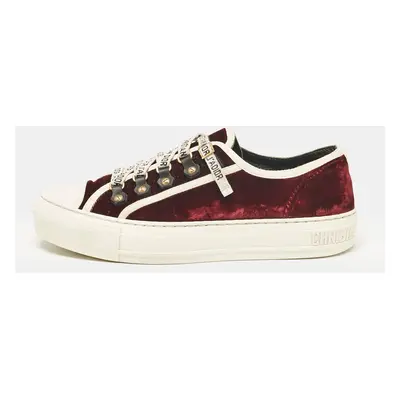 Dior Burgundy Velcro Walk'n'Dior Low Top Sneakers Size 38.5