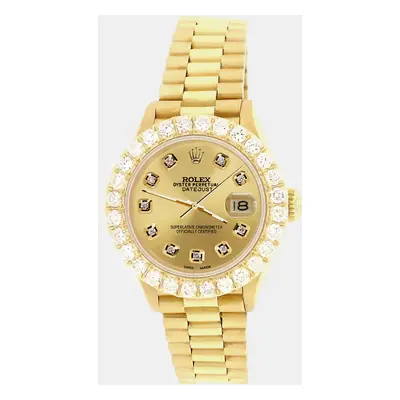 Rolex president datejust yellow gold Wristwatch with 2ct diamond bezel champagne diamond dial