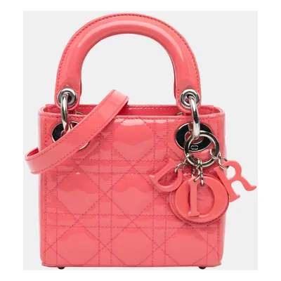 Dior Pink Micro Patent Cannage Lady Dior