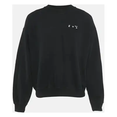 Off-White Black Logo Print Cotton Knit Sweatshirt