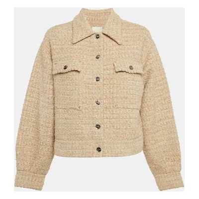 Sandro Beige Bernadette Tweed Trucker Jacket