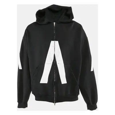 Balenciaga Black Distressed Cotton Archive Series Zip Up Hoodie