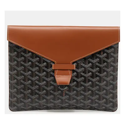 Goyard Brown Goyardine Coated Canvas and Leather Camondo II Horizontal MM Clutch