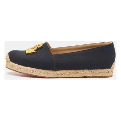 Christian Louboutin Navy Blue Canvas Lougalia Espadrille Flats Size