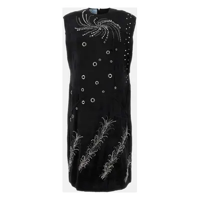 Prada Black Embellished Velvet Dress IT