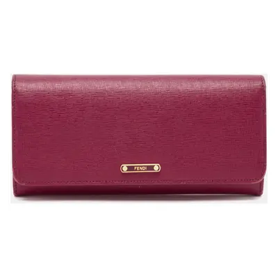 Fendi Magenta Leather Crayons Continental Wallet