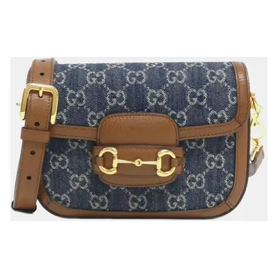 Gucci Denim and Leather Horsebit Shoulder Bag