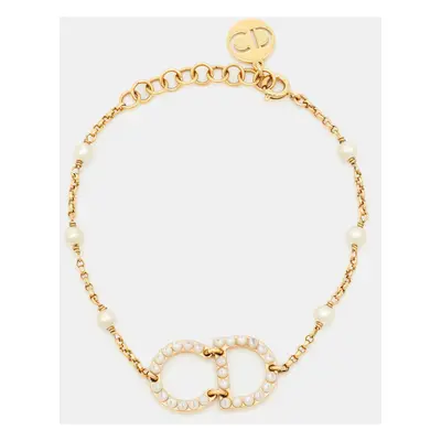 Dior Clair D Lune CD Faux Pearl Gold Tone Bracelet