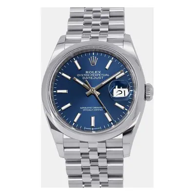 Rolex Blue Stainless Steel Datejust Automatic Men's Wristwatch mm