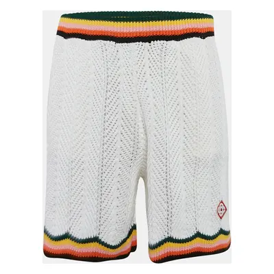 Casablanca White Striped Crochet Tennis Club Shorts