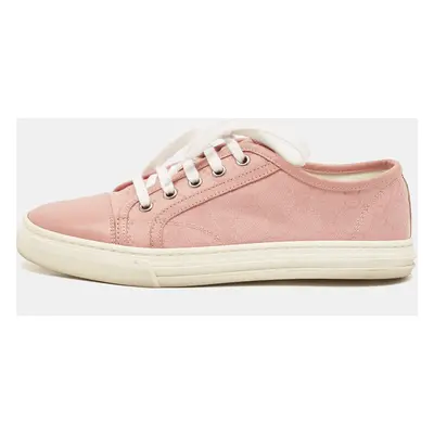 Gucci Pink GG Canvas and Leather Low Top Sneakers Size