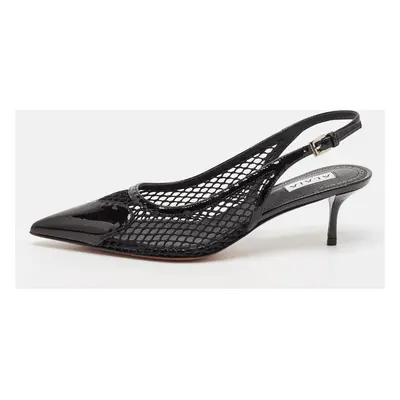 Alaia Black Mesh and Patent Leather Slingack Pumps Size