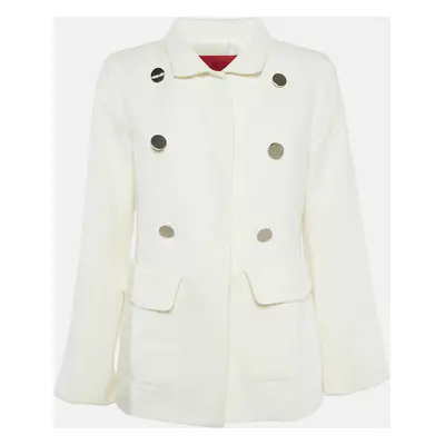 CH Carolina Herrera Cream Gabardine Double Breasted Jacket