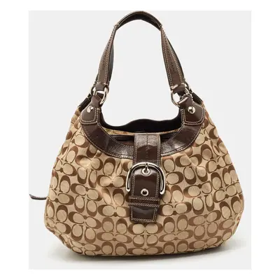 Coach Beige/Brown Signature Canvas and Leather Soho Lynn Hobo