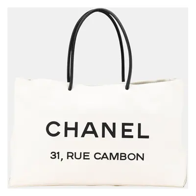 Chanel White Large Calfskin Essential Rue Cambon Shopping Tote