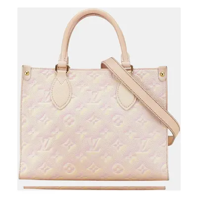 Louis Vuitton Light Pink Yellow Leather Monogram Empreinte On The Go Pm Handbag