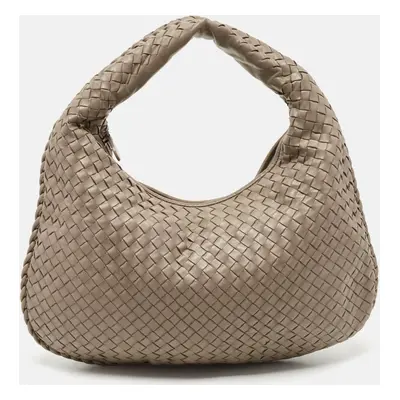 Bottega Veneta Beige Intrecciato Leather Veneta Hobo